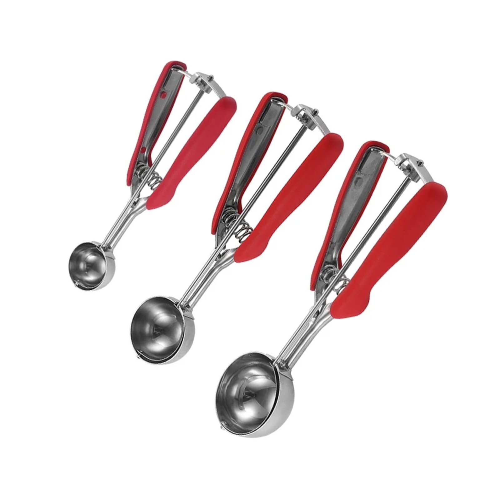 Cuillère à biscuits en acier inoxydable for la cuisson de cuillères glace polyvalentes(Red-3PC)