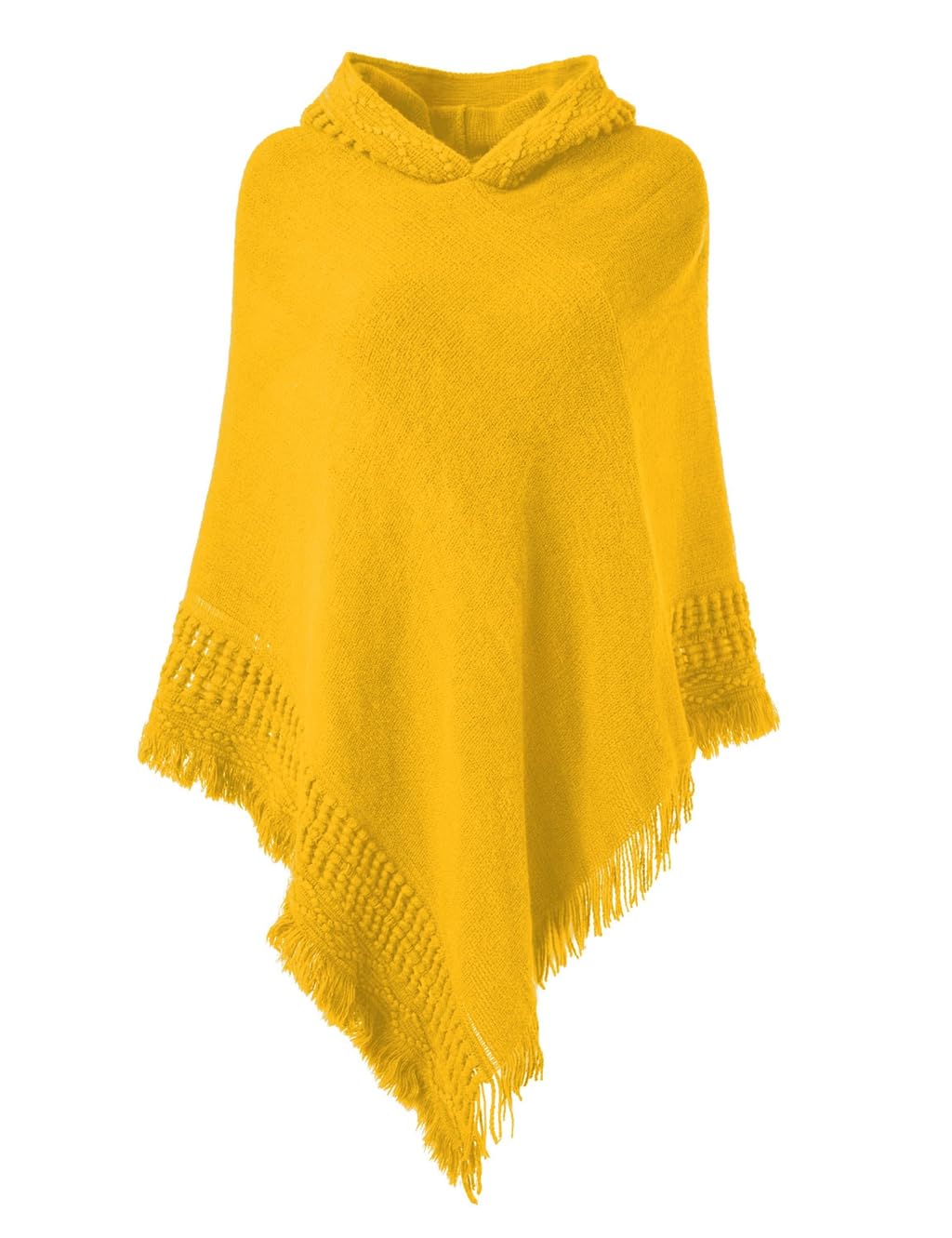 Ferand Women's Witchy Hooded Knit Poncho with Fringe