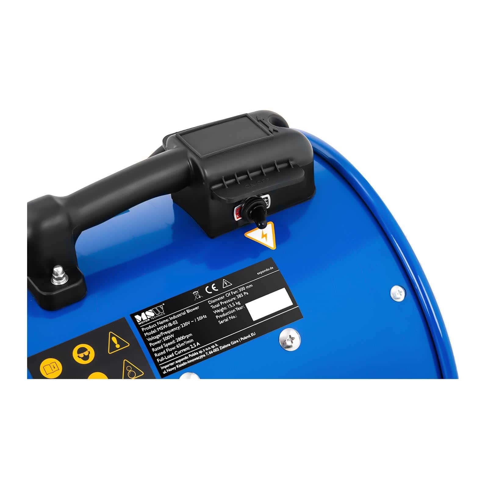 MSW Ventilatore Soffiatore Industriale Ventola Assiale Portatile MSW-IB-02 (2800 RPM, 3900 m³/h, 300 mm)
