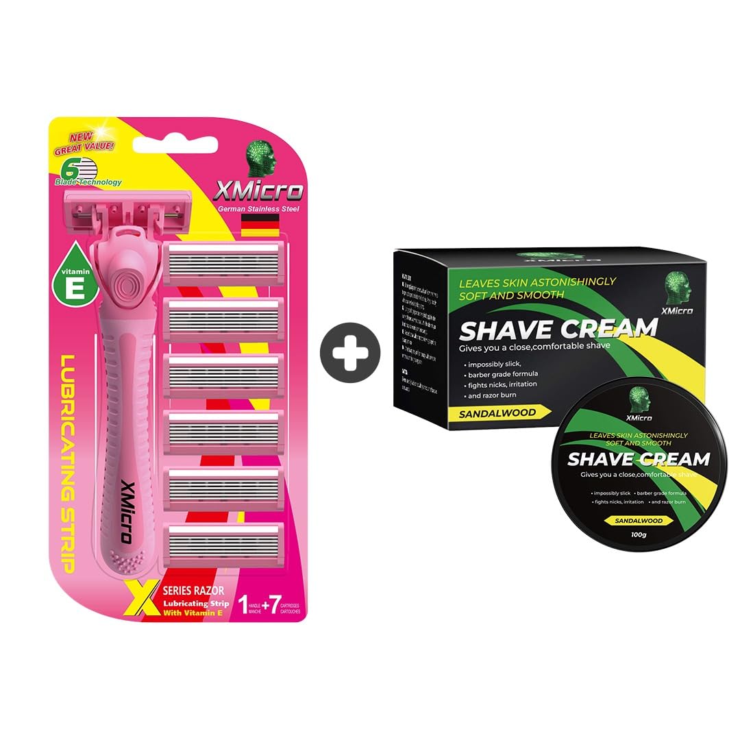 XMicro Pink Razor And Shaving Cream For Women