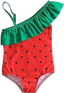 Maiô infantil de verão com babados, estampa de melancia e estampa de melancia