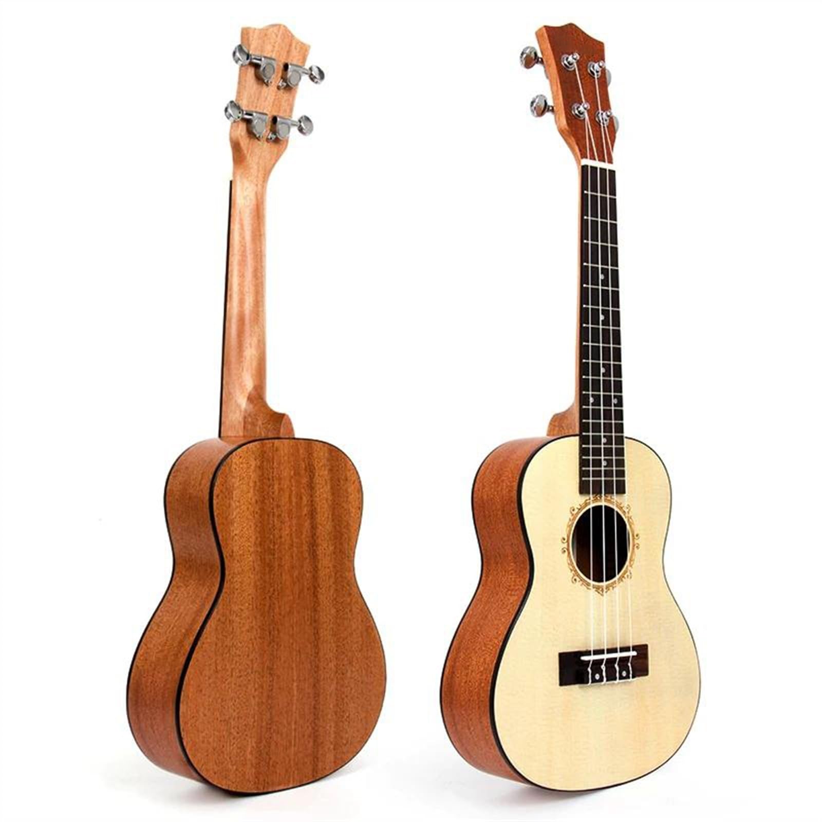 23-Zoll-Konzert-Ukulele, Massive Fichten-Ukelele-Gitarre Mit Ukelele-Gurt, Stimmgerät, Saite Und Tasche Ukulele für Anfänger
