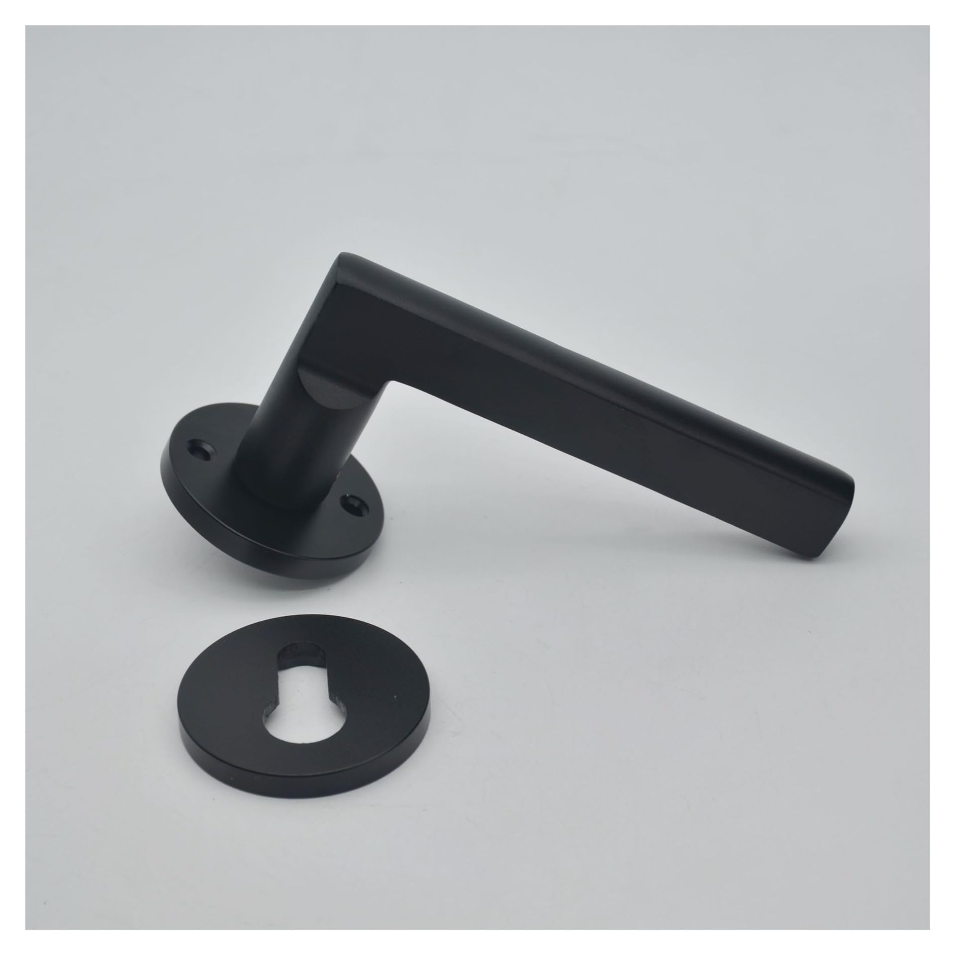 Aluminio Espacial Cerradura con Manija Silencioso | Estilo Nórdico for Dormitorio Puerta de Madera(Model A Black 4558 lock body)
