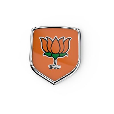 GFX Bhartiya Janta Party (BJP) Sticker (12X9X3cm), 3D Chrome Finish Badge for Car, Bike and Truck - All Four Wheeler Ext
