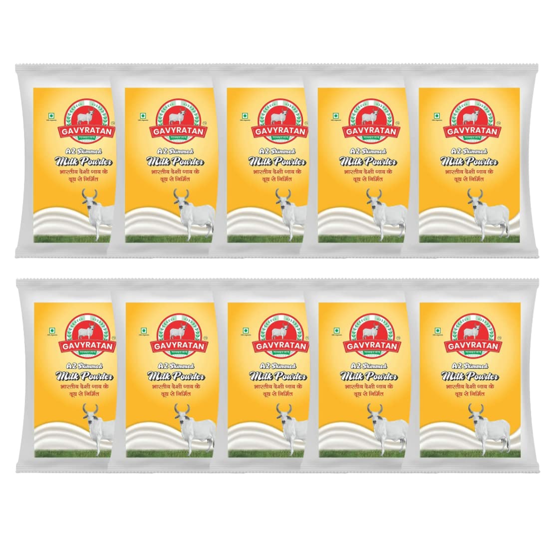 GAVYRATAN A2 Cow Skimmed Milk Powder 1kg | All Natural | 100% Pure | Boosts Liver Health Pack of 1 (Pack of 10)