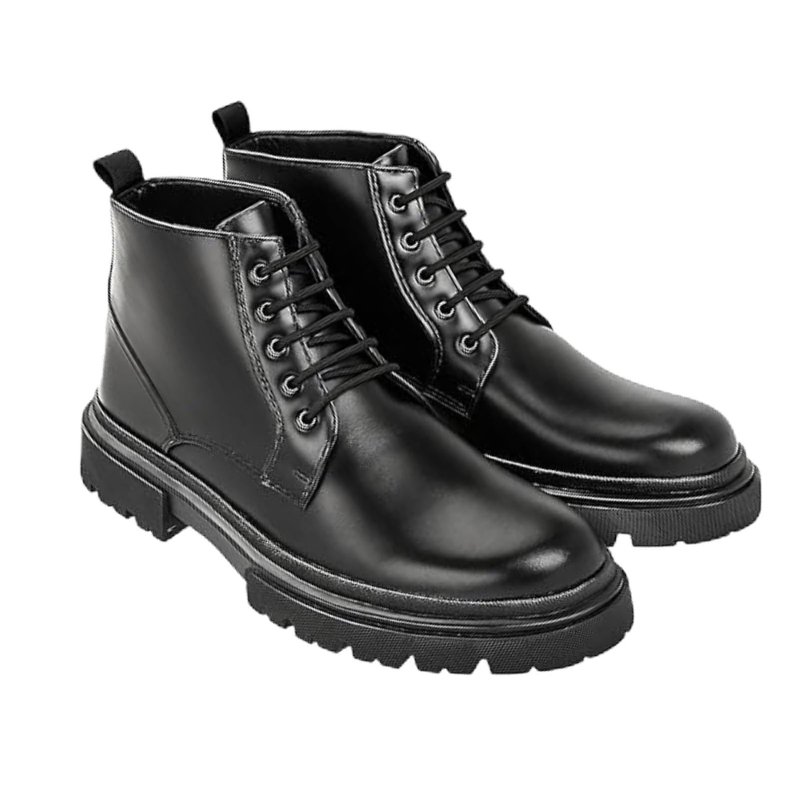 Height Increasing Shoes Elevator Vegan Leather Lace-up Boots for Men's with 3 Inch Height Incease (1.25 Inch Outer Heel and 1.75 Hidden Insole)-image-44