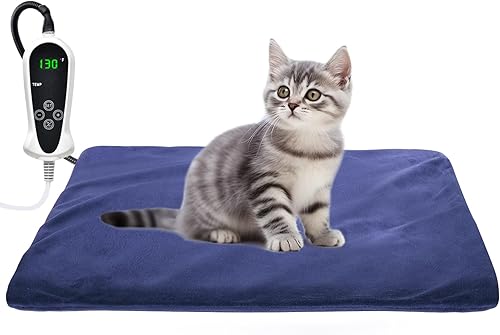 RIOGOO Almohadilla térmica para mascotas, almohadilla térmica eléctrica para perros y gatos, tapete de calentamiento interior con apagado automático