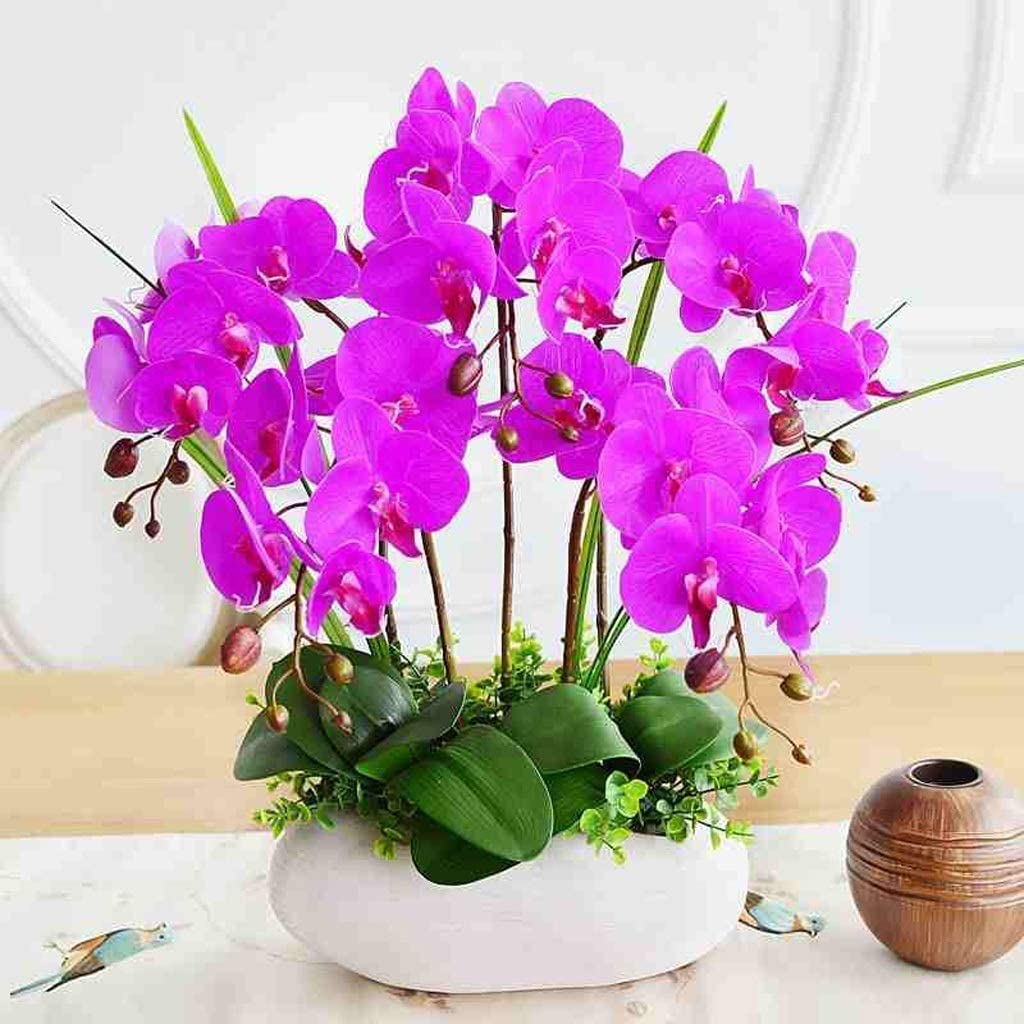 XDLEDMKIZ Orchid Artificial Flowers Silk Artificial Phalaenopsis Flowers Flower Arrangement Orchids Artificial for Home Table Party Decoration Artificial Flowers natural