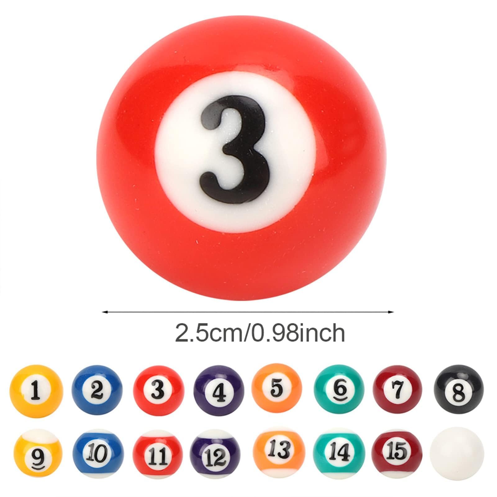 Set di 16 Palline da Biliardo in Resina, Mini Palline Numerate e Bianca per Giochi, Bar