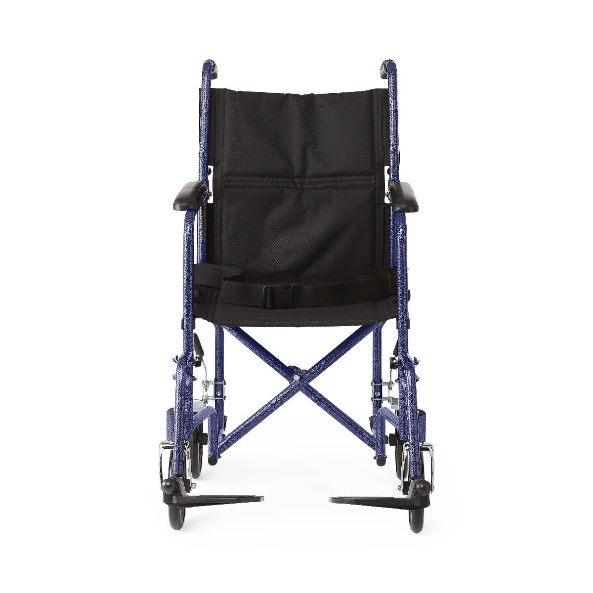 Medline Steel Transport Chair, Folding Transport Wheelchair, Removable Swing-Away Footrests, Full-Length Armrests, 19" Seat, 250 lb. Capacity, Red — Amazon image 6