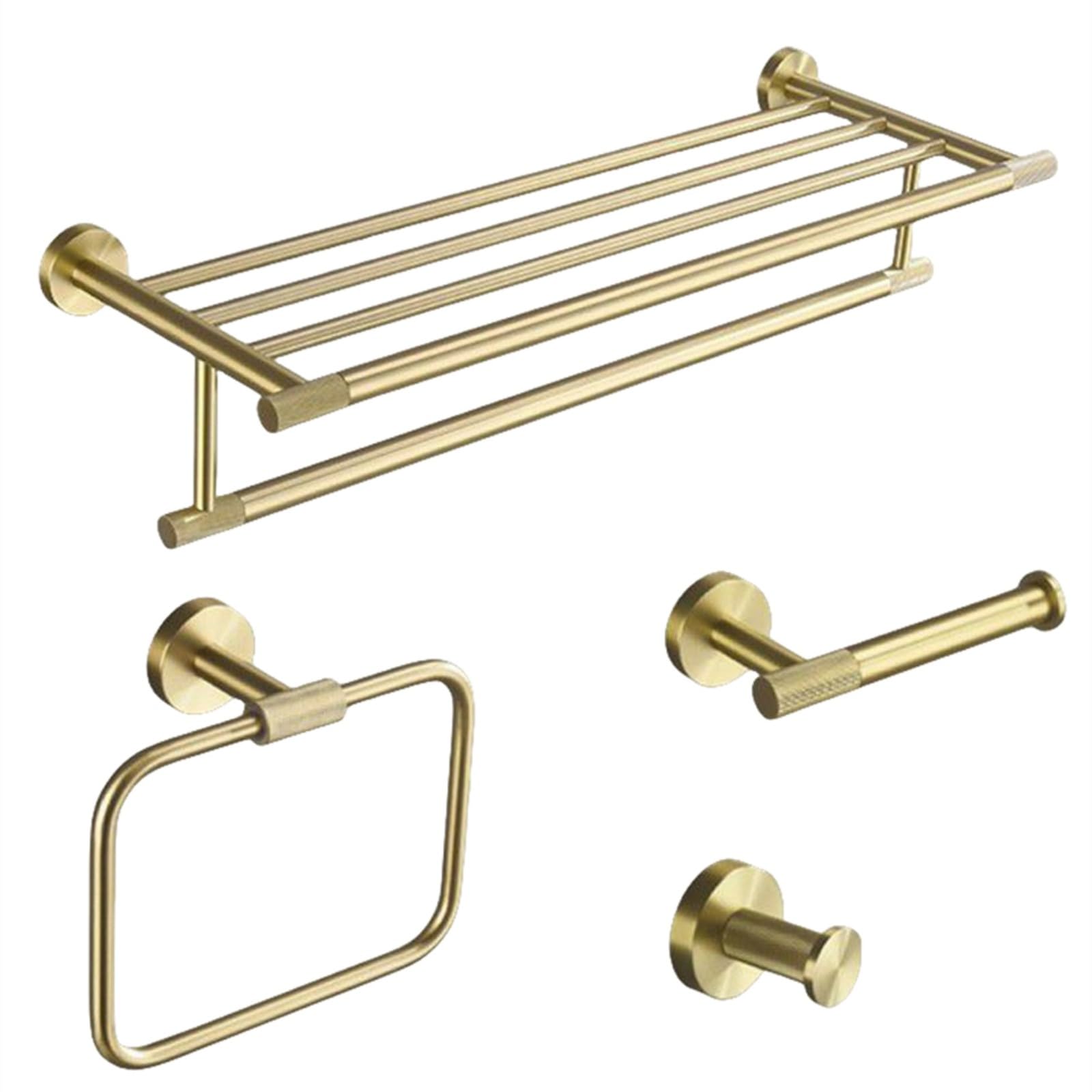 Ensemble de salle de bain or brossé en acier inoxydable de luxe