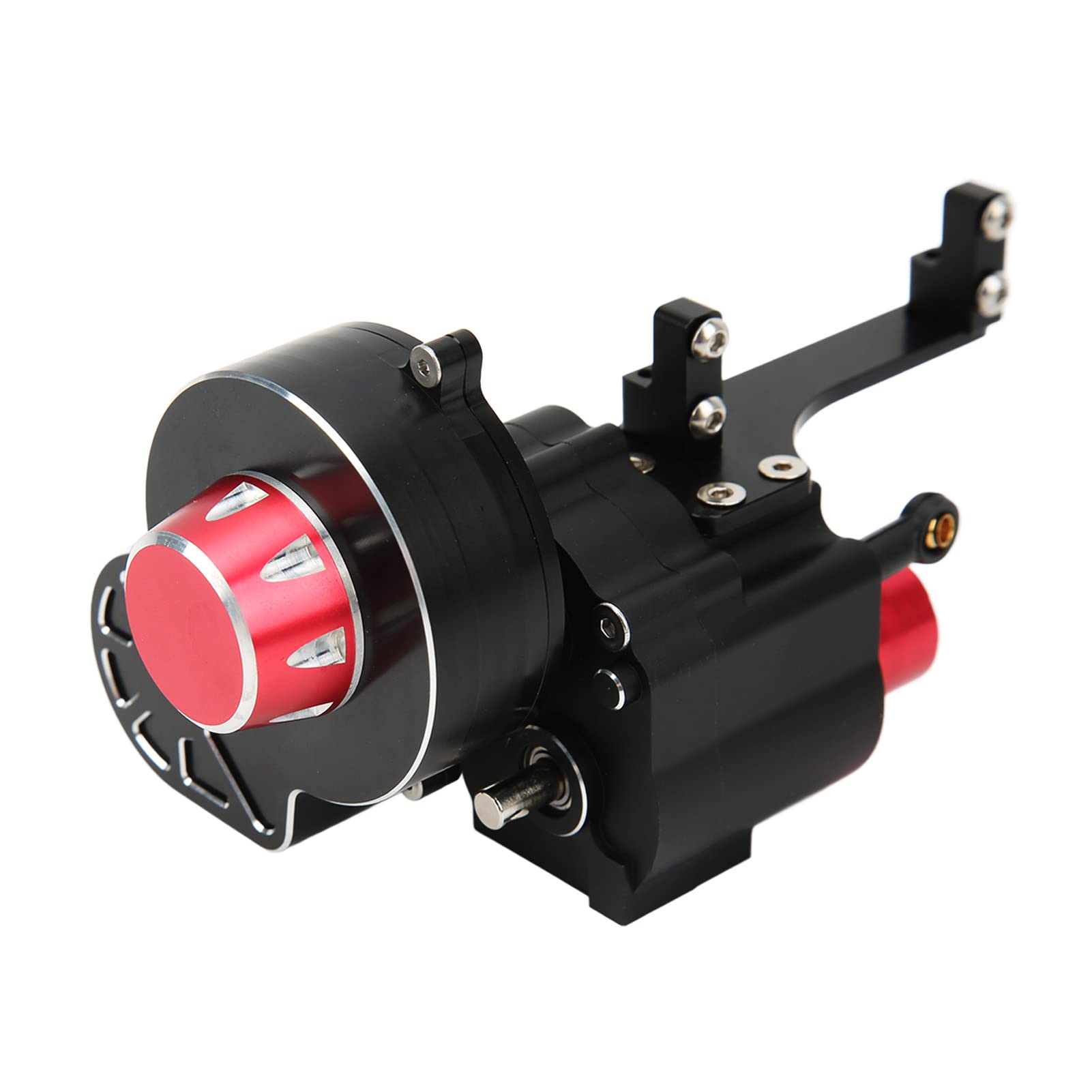 plplaaoo RC Car Wave Box dwubiegowa skrzynia biegów ze stopu aluminium Back Transmission Wave Box do Axial SCX10 I II III RC samochód wspinaczkowy czarno-czerwony 124 x 73 x 73 mm