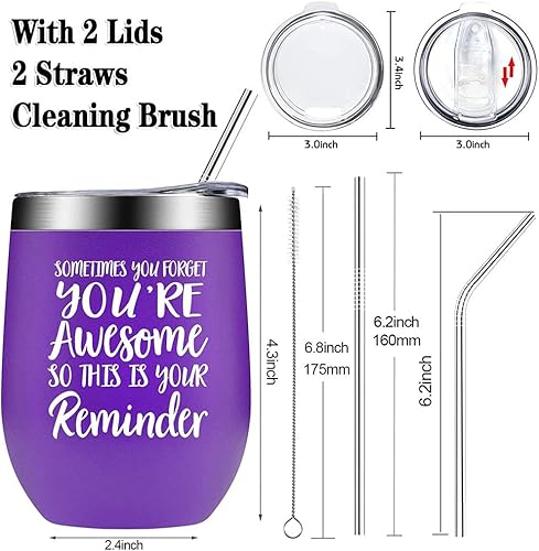 Miniatura 2 de Primeauty Vaso de vino con tapa y pajita, regalo para mujer, con texto en inglés "Get Well Soon", regalos de cumpleaños para mujeres, vasos aislados