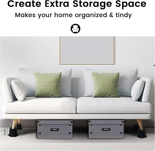 Miniatura 6 de MYMULIKE Elevadores de cama apilables de 2 o 3 pulgadas, elevadores de cama resistentes de 6000 libras, paquete de 4 elevadores de muebles