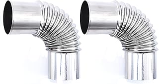 2.36" Stove Pipe Stainless Steel 2 pcs Chimney Flue Extension 90 Degree Stovepipe for Outdoor Wood Stove