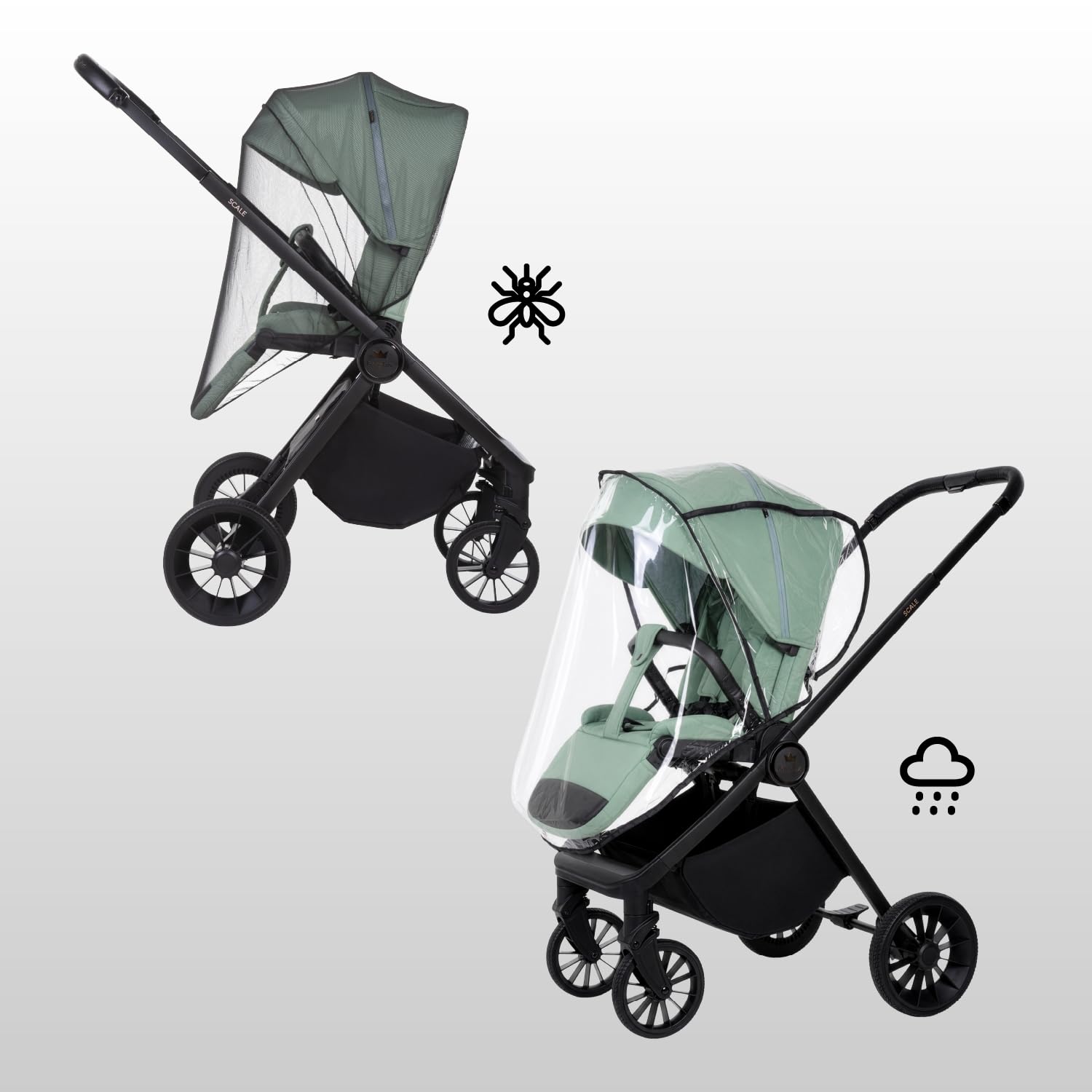 Babylux Passeggino Leggero da Viaggio SCALE, Funzione Reclinabile, Brownie | Passeggino Pieghevole, Manubrio Telescopico, Ripiegabile In Modo Compatto, Borsa Per Pannolini E Viaggio E Altri Accessori
