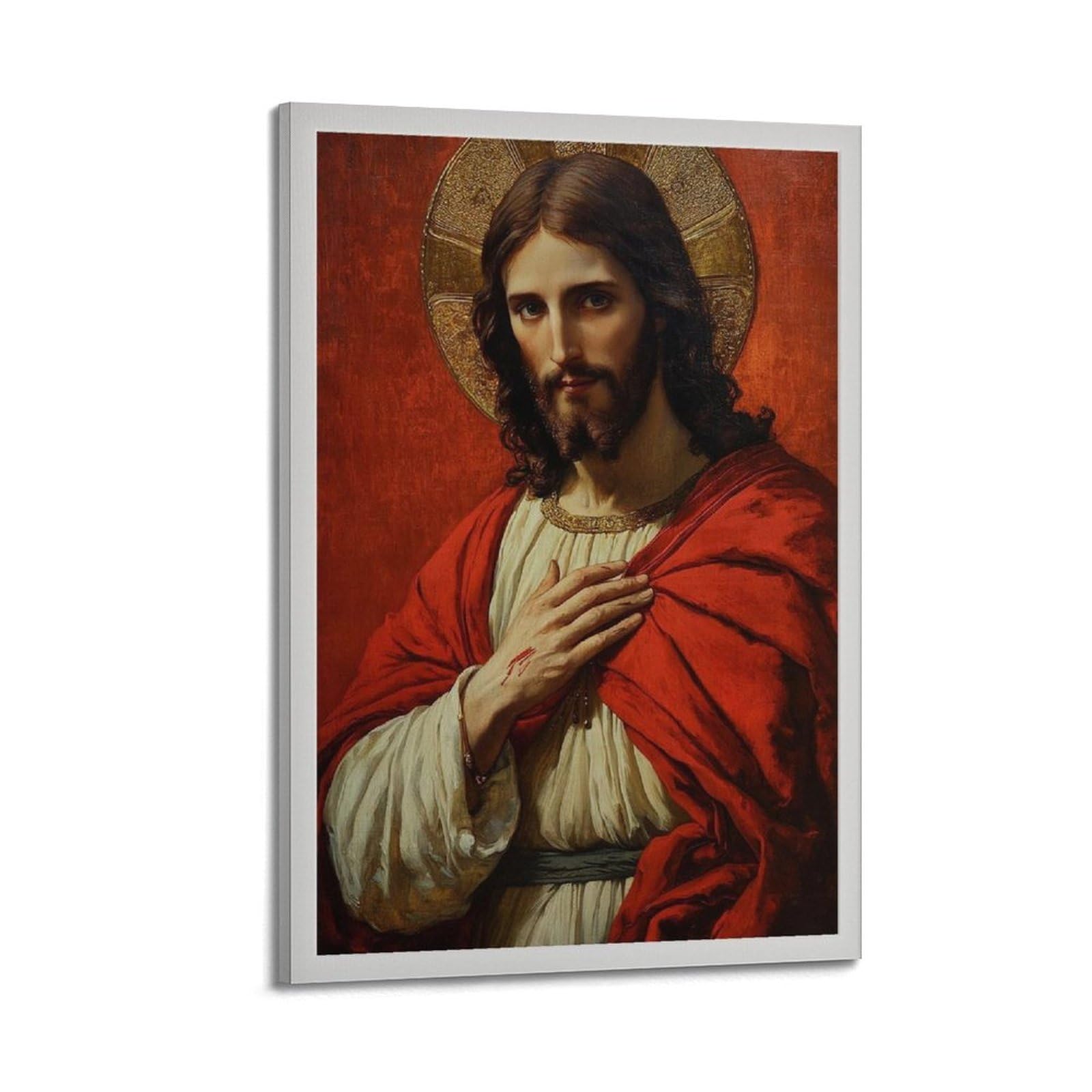 Sacred He of Jesus Easter Christian Religious Decor, Catholic Resurrection Work, Vintage Faith Canvas Poster Wall Art Prints Room Aesthetic Murals Bedroom And Living Decorations 08x12inch(20x30cm)