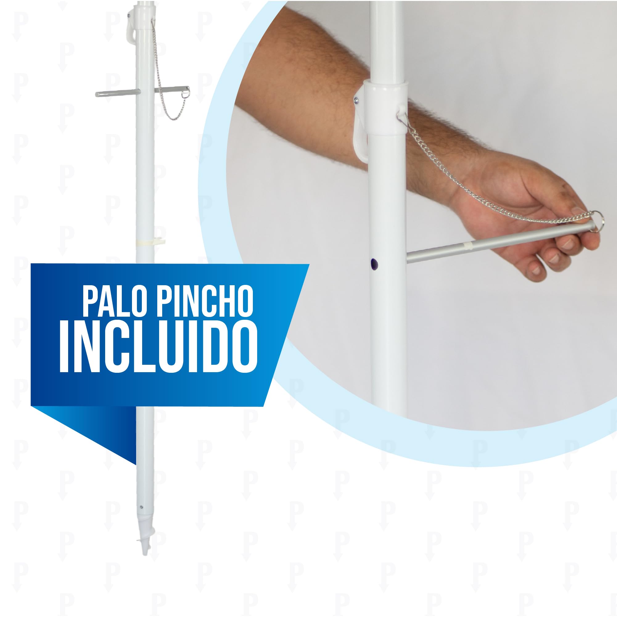 Pincho Grand parasol de plage 200 cm, anti-vent jusqu'à 35 km/h, protection UV 50, aluminium, 8 + 8 baleines, fibre de verre, tube de 28-32 mm, manche inclinable, montage rapide 30 secondes, sac de
