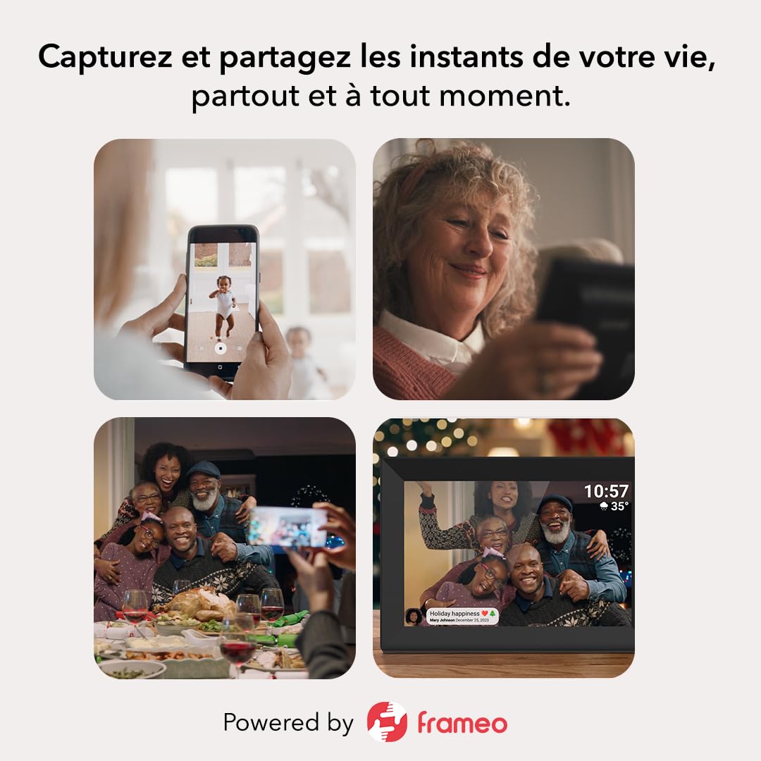 Silvergear® Cadre Photo Numérique 15,6 Pouces | Écran FHD Tactile avec WiFi | 32 Go de Stockage | Grand Format Cadre Numérique avec Prévisions Météo & Musique | Cadres Photo Numérique Moderne