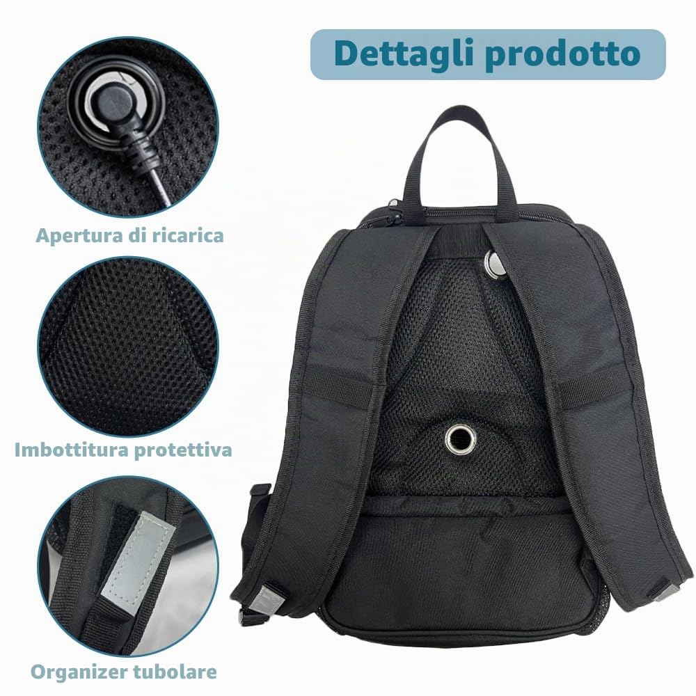 Zaino Per Concentratori Di Ossigeno: Borsa Da Trasporto Poc Compatibile Con Inogen One G3 E G5, Inogen Rove 6, Portatile, Con Strisce Riflettenti Nero