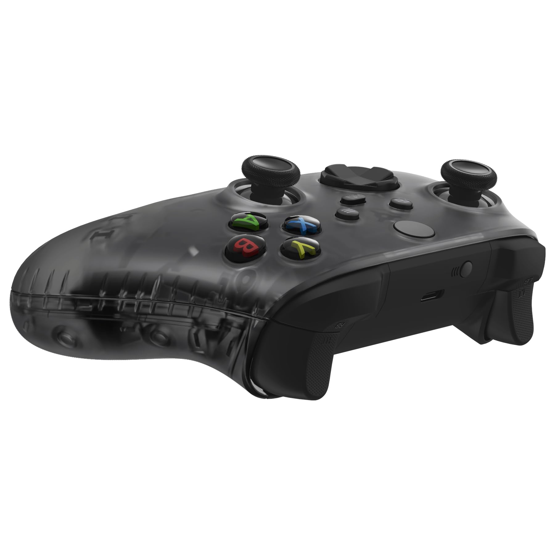 eXtremeRate Cover Joystick Custodia Copertura Frontale con Impugnatura Grip Pannello DIY Ricambio per Xbox Series X S Controller Model 1914(Trasparente Nero)