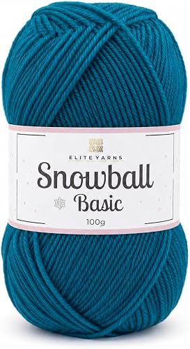 Snowball Basic Double Knit Yarn, 100% Acrylic, 100g, Soft and Durable, for Knitting and Crochet, Pack of 5 (SBB17 - Turquoise)