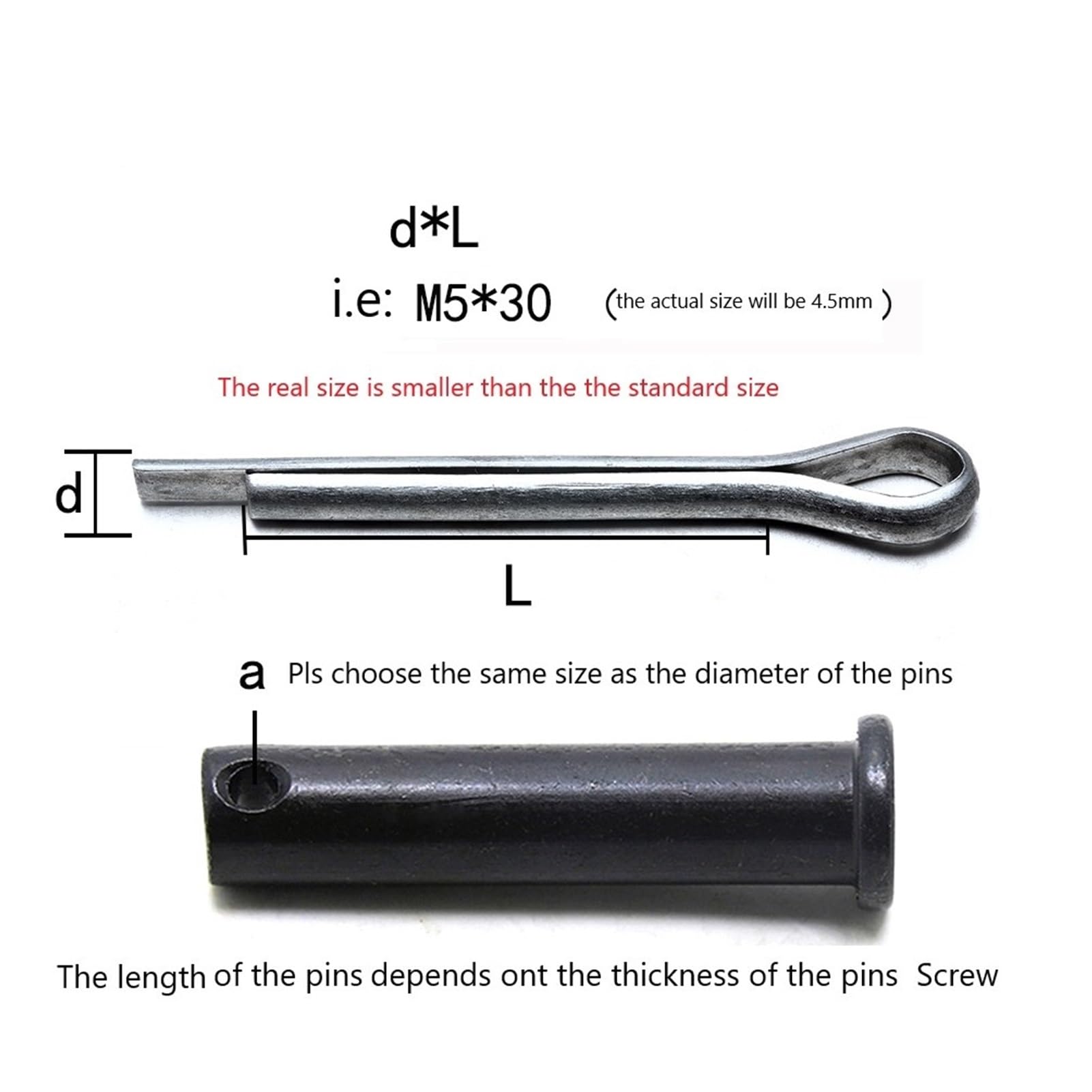 M8 M10 M12 Acciaio al Carbonio zincato a Forma di U Coppiglia a Molla Perno for Capelli Morsetto Diviso Clip Elastica Aperta for Trattore (Size : M8X120mm 10pcs)