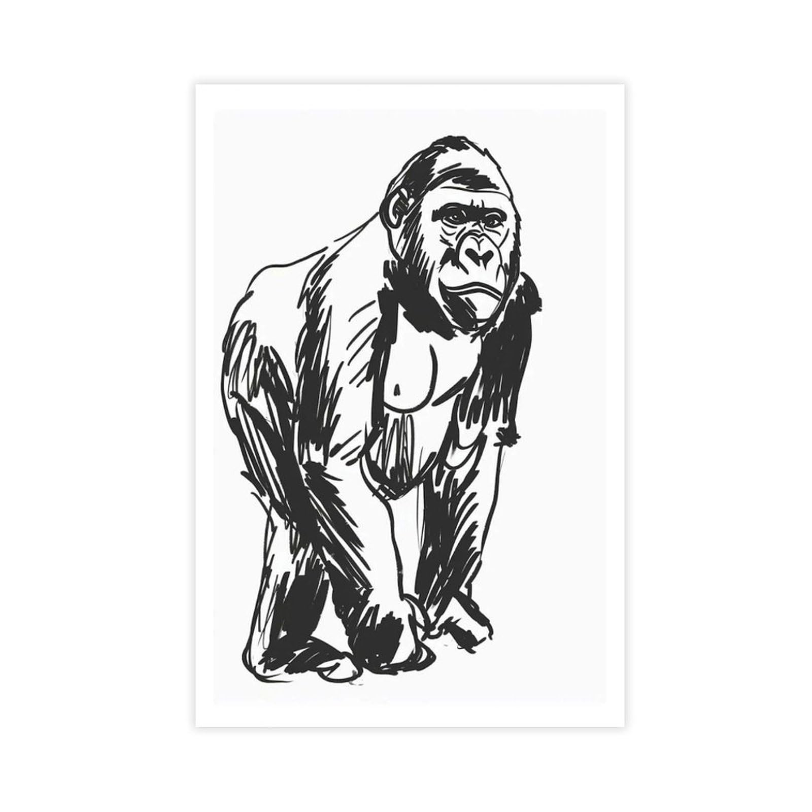 Bareronor Interesting Gorilla Poster Canvas Poster Bedroom Decor Landscape Office Room Decor Gift 24" L X 36" W