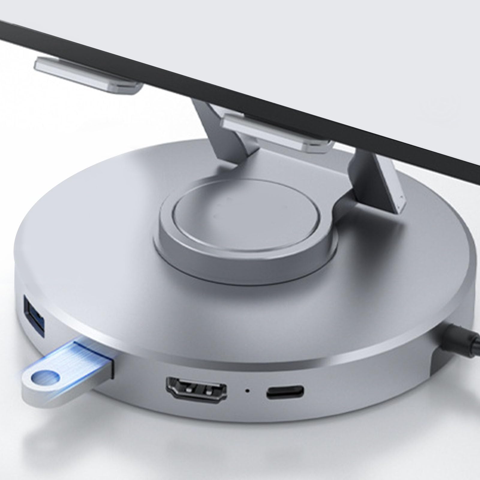 Cocoarm Supporto per Docking Station per Tablet Supporto per Tablet Regolabile in Lega di Alluminio con Hub USB C 10 in 1 Rotazione a 360 Gradi 4K 60Hz PD 100W per Steam Deck Switch 2