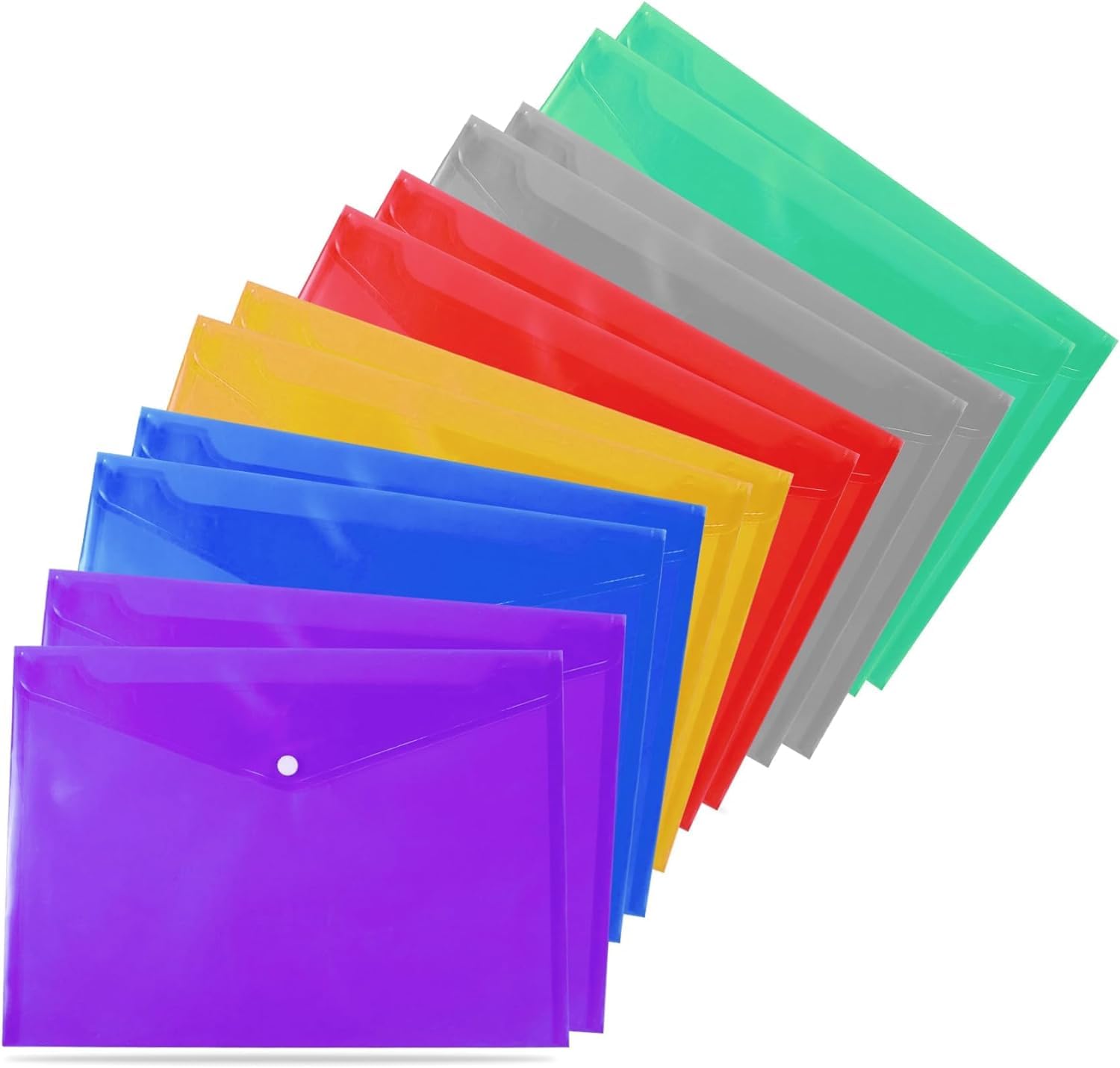 G4GADGET Pack of 20 A4 Plastic Wallets – Durable Document Folders for School, Office & Home – Waterproof Popper Wallets for Secure Storage