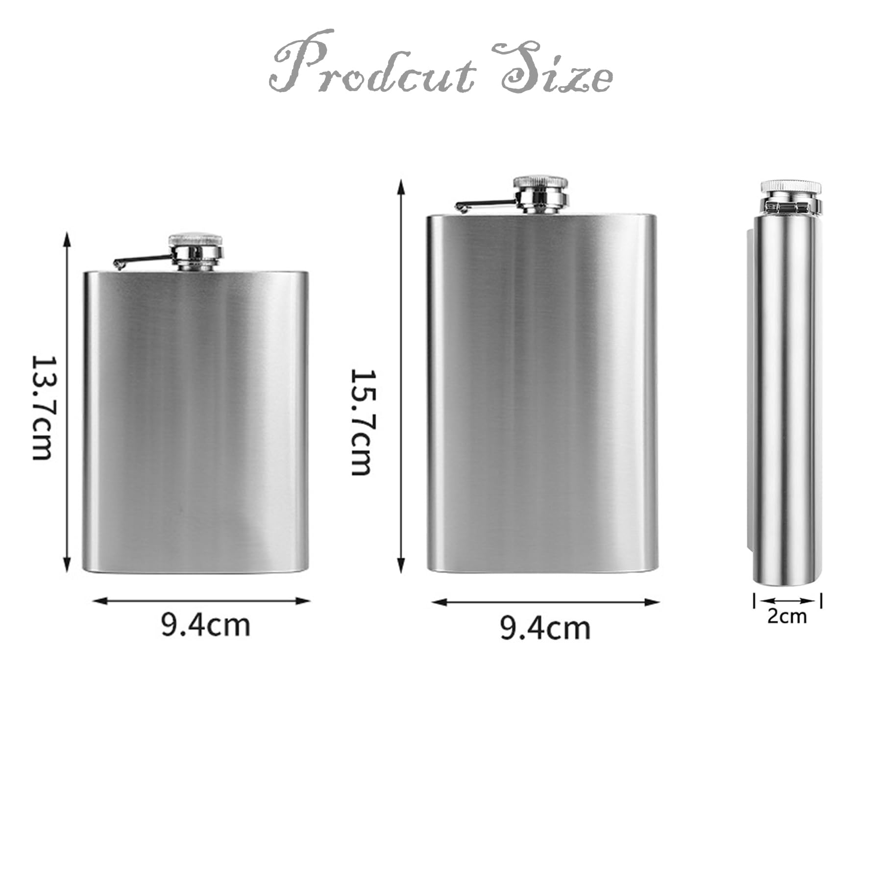 2 Pack Hip Flasks for Men Women 8 Oz & 10 Oz Stainless Steel Leakproof Thin Flasks with Funnel for Climbing Camping Barbecue Bar Party Drinker,Portable Pocket Whiskey Flask for Liquor for Men Women - Image 2