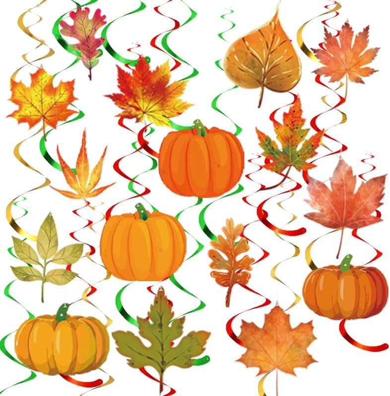 Remolinos colgantes de otoño, Acción de Gracias, hoja de arce, calabaza, remolinos colgantes para el día de Acción de Gracias, granja, cosecha,