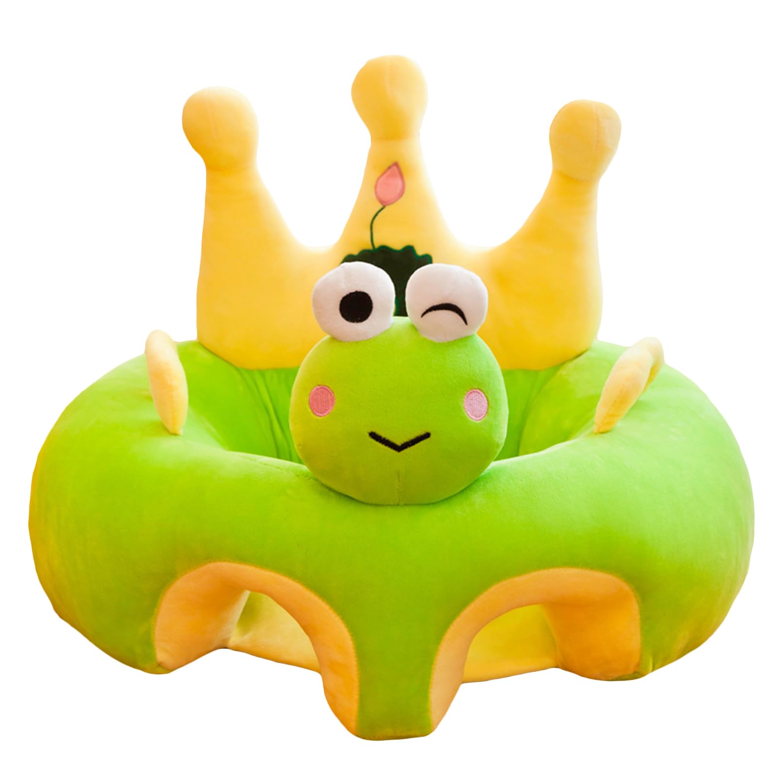 Baby Floor Seat Learn to Sit Lounger Cover Cute Plush Baby Learning Sitting Chair Cover for Infants Toddler (Frog, 40cm*55cm*55cm)