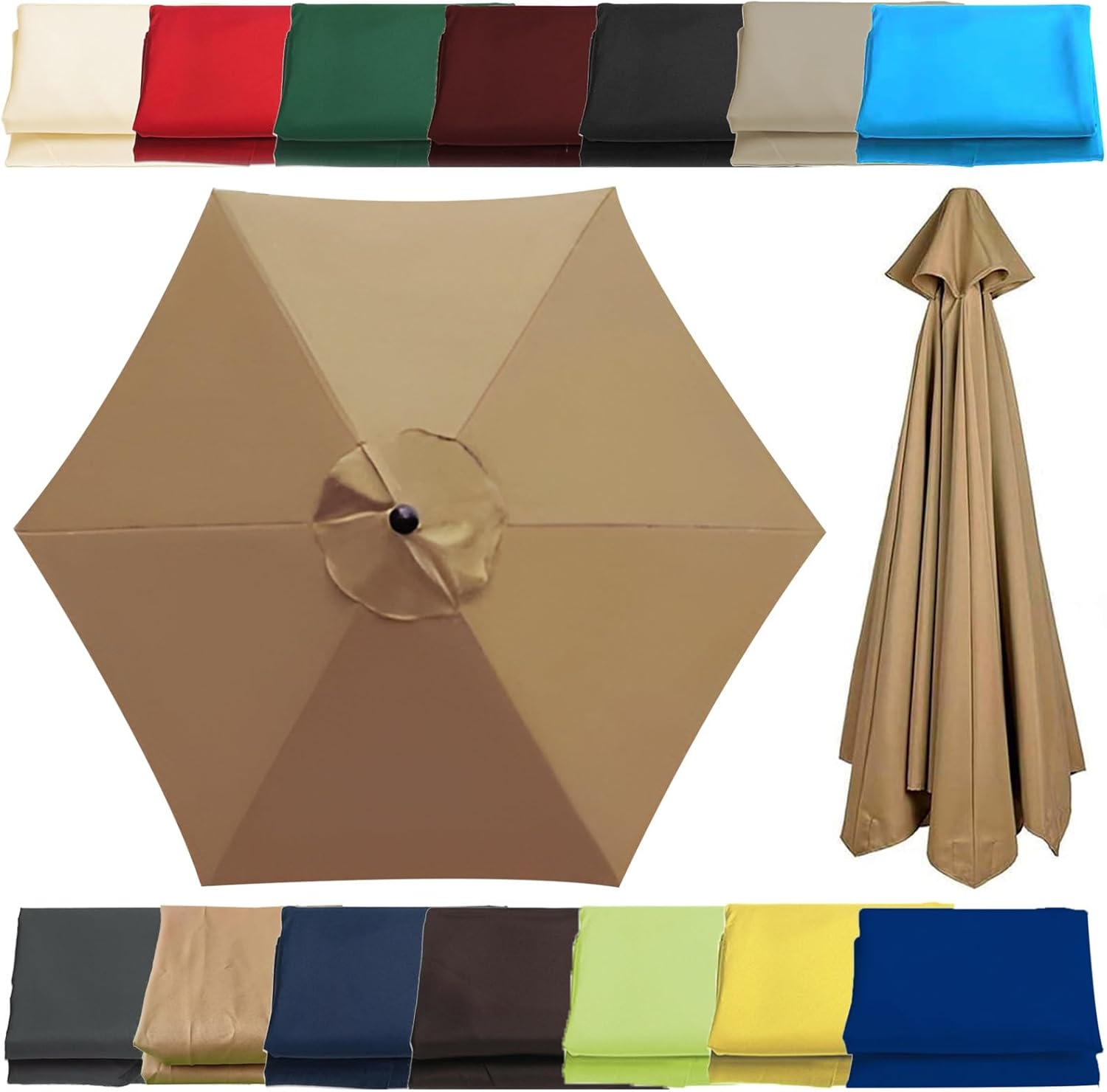 Patio Umbrella Replacement Canopy Square Cantilever Top Cover Outdoor,Replacement Canopy for Sun Umbrellas 6/8 Ribs Sizes 6.5'/8.8'/9.8' (200/270/300cm) Waterproof Parasol Fabric for Standar