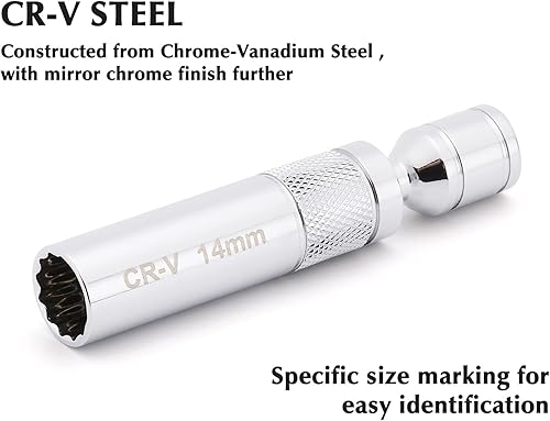 Miniatura 3 de EMENTOL Juego de 3 llaves de bujía magnéticas de 38 pulgadas, 12 puntos, CR-V, enchufes de extensión, incluye enchufes de 916 pulgadas, 58 pulgadas,