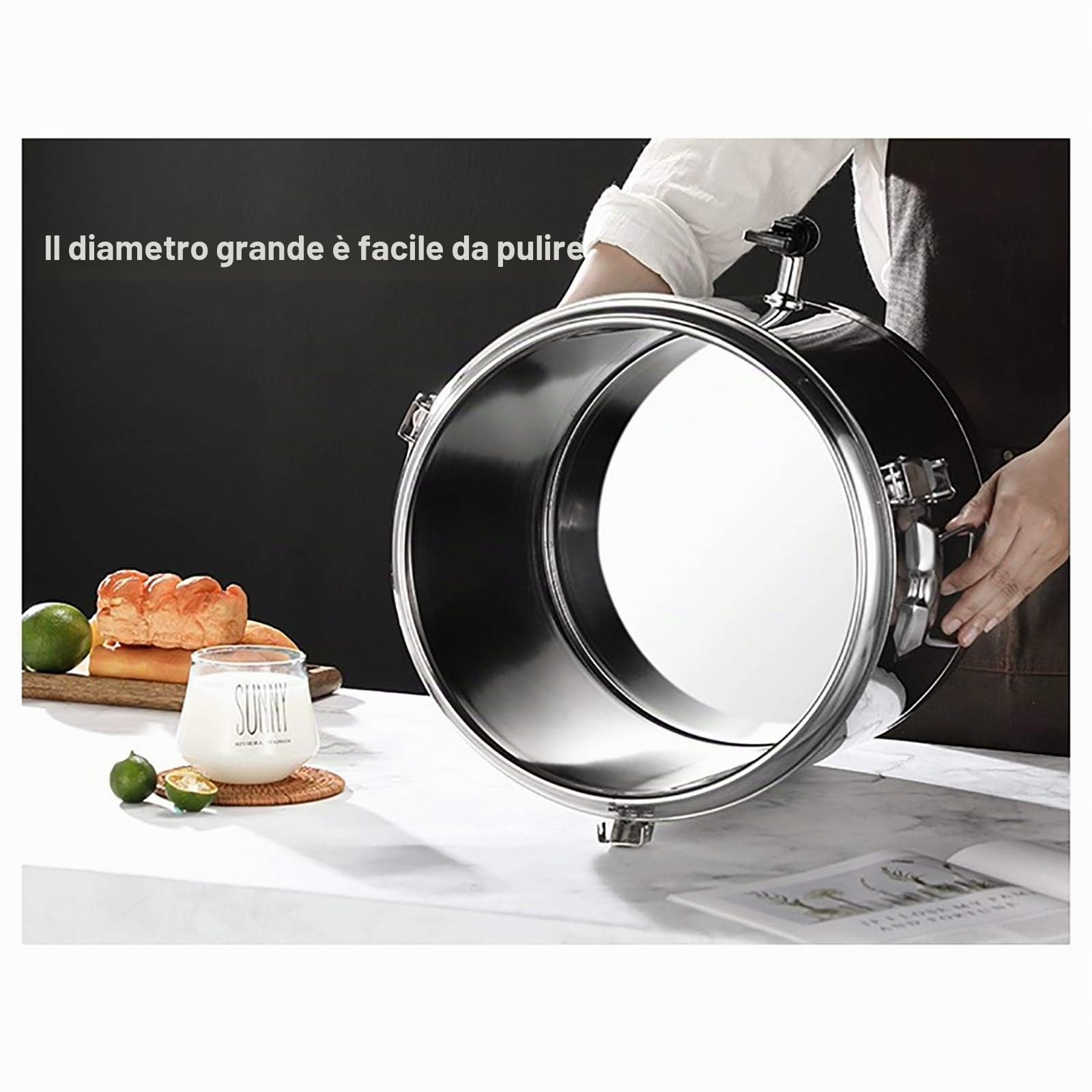 Contenitore termico in acciaio inox da 40 l, con coperchio