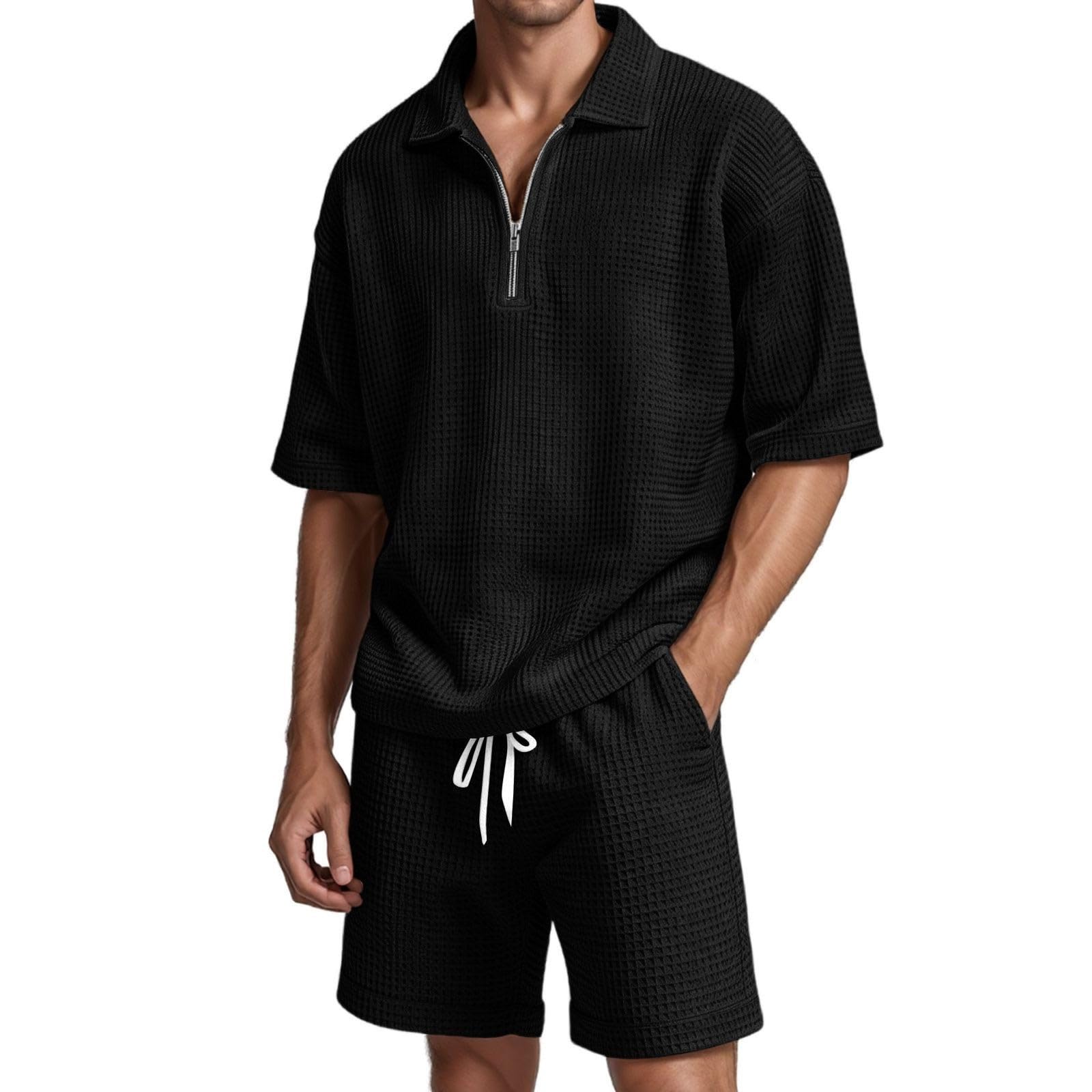 Ensemble homme short noir XXL ensemble d'été décontracté ample