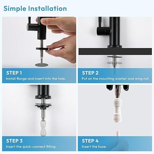 Miniatura 8 de Besdor Grifo de ósmosis inversa, grifo de agua potable RO filtrada para fregadero de cocina, sin espacio de aire, rotación de 360 grados, sin plomo,