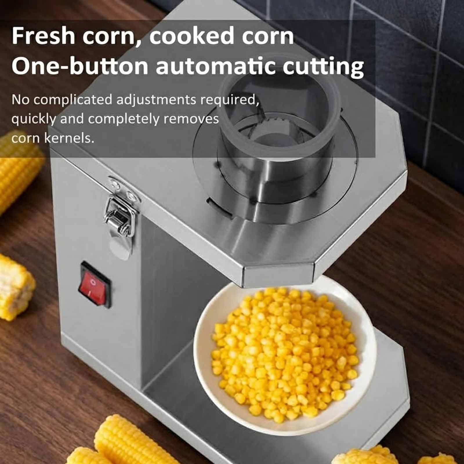 Éplucheur de maïs électrique, batteuse commerciale avec lame remplaçable, granulation automatique rapide, lame dentelée pour une utilisation domestique et agricole