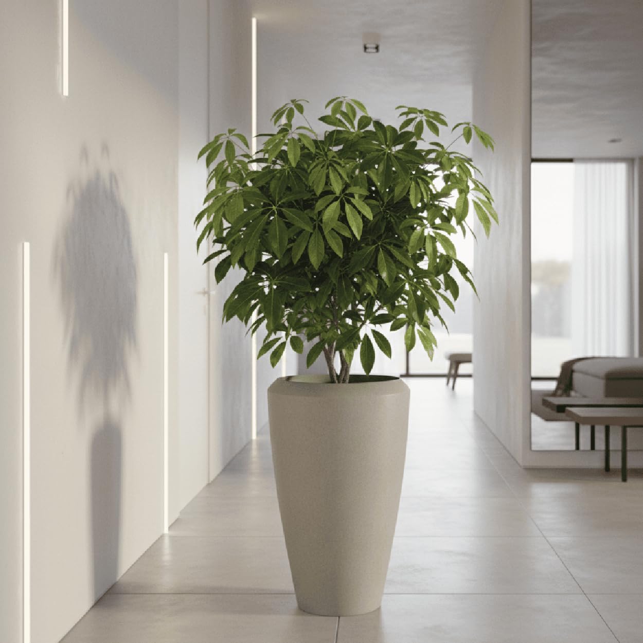 Vase Nalou - 44x70 - Schwarz - Blumentopf für den Innen- und Außeneinsatz - Übertopf - Pflanztopf - Pflanzgefäß