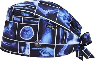 X-Ray Printed Scrub Caps for Men and Women with Buttons, Adjustable Helps Reduce Static Buildup Medical Hats, Classic and Breathable Surgical Caps with Sweatband for Long Hours