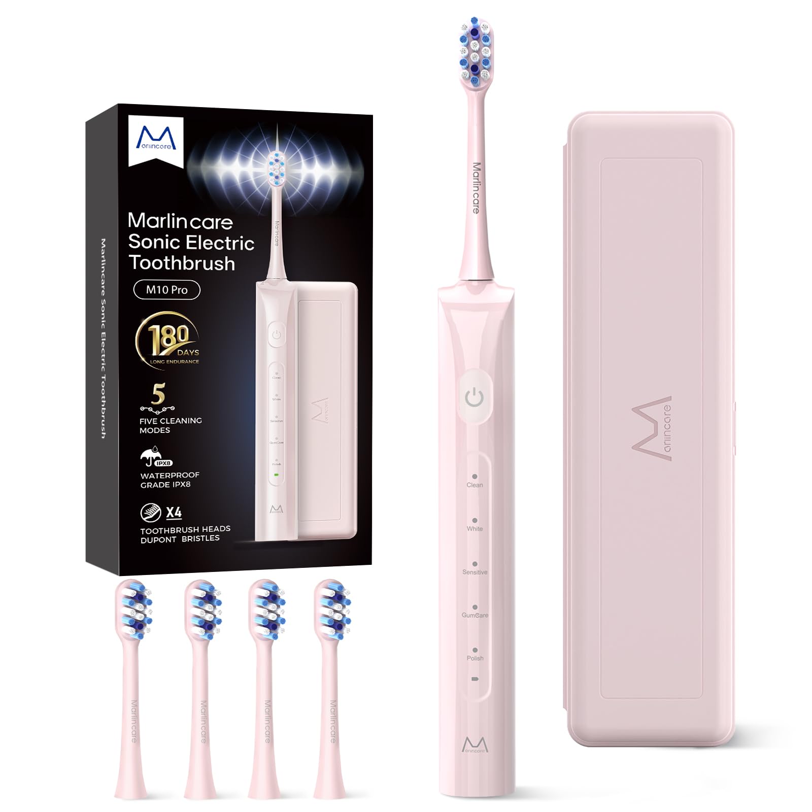 Electric Toothbrush for Adults 180 Days Battery Life Rechargeable Sonic Toothbrush with 4 Brush Heads Smart Timer 55000VPM