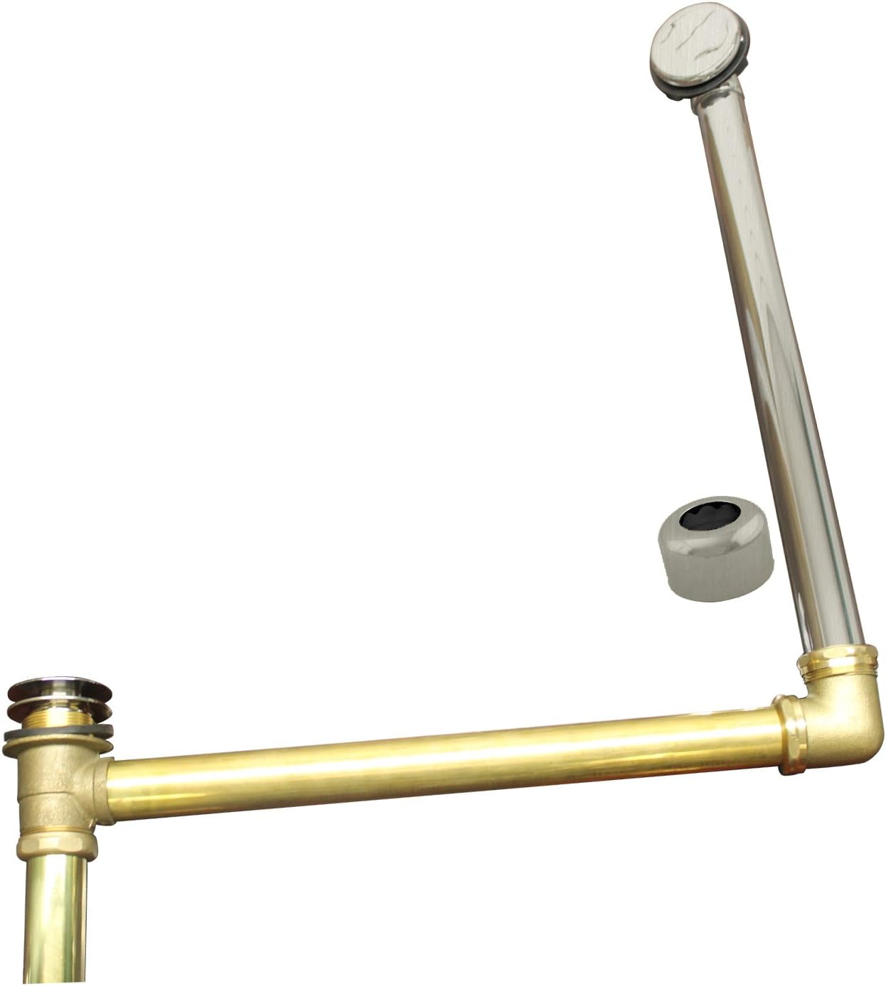 Westbrass 24" Direct Outlet Semi-Exposed Waste & Overflow with Tip-Toe Drain, Polished Nickel, 7932420HRDC-05