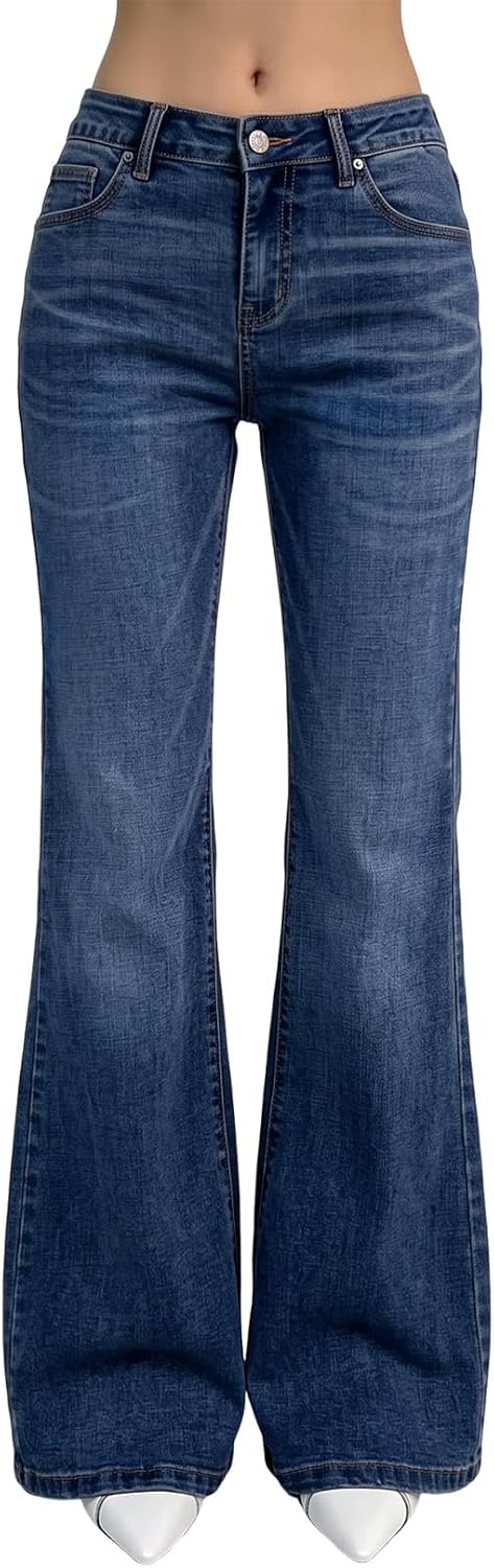 Dokotoo Women's Flare Bell Bottom Jeans Wide Leg Stretchy Denim Pants