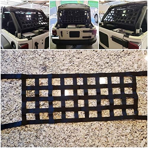 BULYZER Mesh Cargo Net Net Hammock Roof Top Netting Hammock for Jeep Wrangler YJ TJ JK JKU JL JLU JT 1987-2021 (Black)