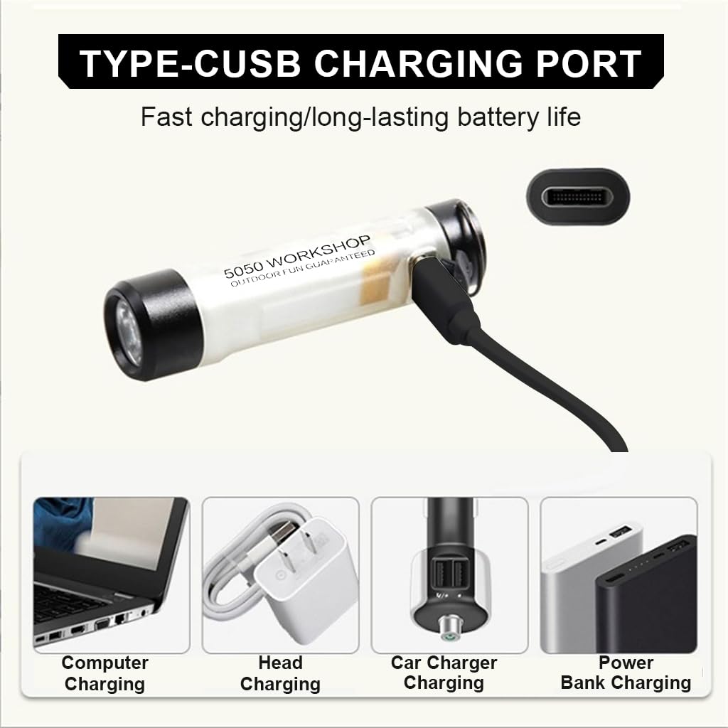 ELEPHANTBOAT® Mini Magnetic LED Flashlight, Portable Dual Light Source Small Torch, 2.4'' Pocket Emergency Hat Light with Clip & Hanging Loop, USB Rechargeable Keychain Flashlight - Image 4 thumbnail