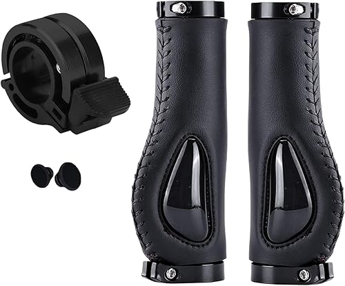 Miniatura 1 de Empuñaduras de bicicleta antideslizantes de silicona cómodas empuñaduras de mano de cuero con manillar Juego de campanas de anillo de bicicleta