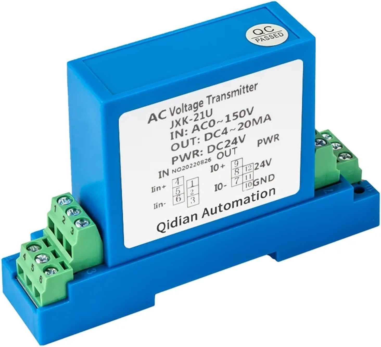 Hall Voltage Transmitter Voltage 35mm Din Rail AC0-20V DC0-20V AC0-150V DC0-150V Hall Signal Isolation Converter(Input DC 1000V_DC24V Power Supply_Output 4-20MA)