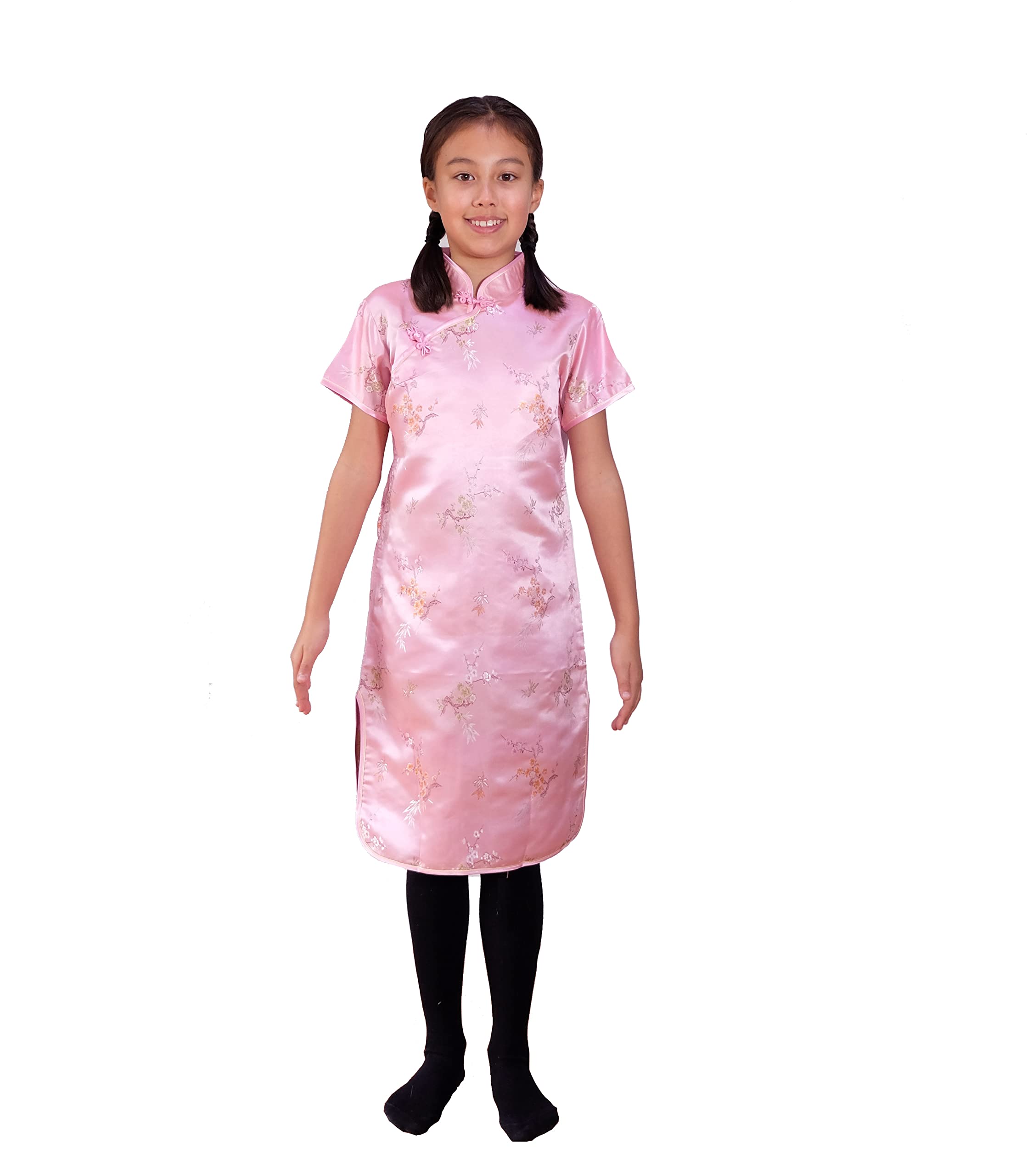 Cinda Girls Blossom Oriental Chinese Dress Qipao Cheongsam Baby Pink 9-10 Years