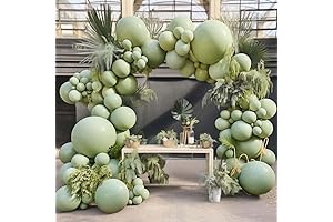 Neutral Dusty Green Olive Green Latex Balloons Arch Garland Kit with Free Ribbon